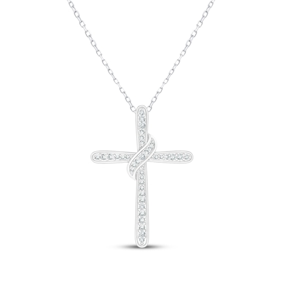Diamond Cross Necklace 1/5 ct tw Sterling Silver 18"
