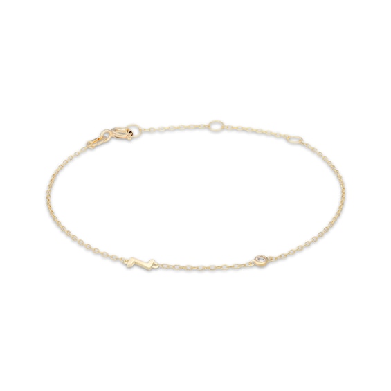 Rocksbox The Sideways Initial Lab-Grown Diamond "Z" Bracelet 24K Yellow Gold Vermeil Sterling Silver 8"