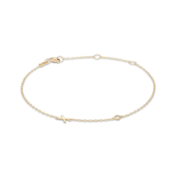 Rocksbox The Sideways Initial Lab-Grown Diamond "X" Bracelet 24K Yellow Gold Vermeil Sterling Silver 8"
