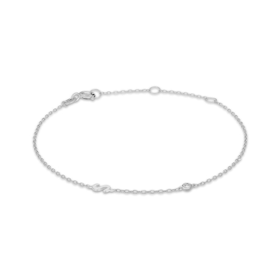 Rocksbox The Sideways Initial Lab-Grown Diamond "S" Bracelet Sterling Silver 8"