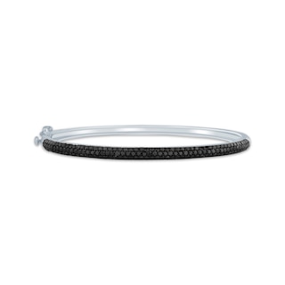 Black Diamond Bangle Bracelet 2 ct tw Sterling Silver