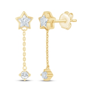 KAY Lab-Grown Diamonds Star-Shaped & Round-Cut Drop Earrings 5/8 ct tw 10K Yellow Gold