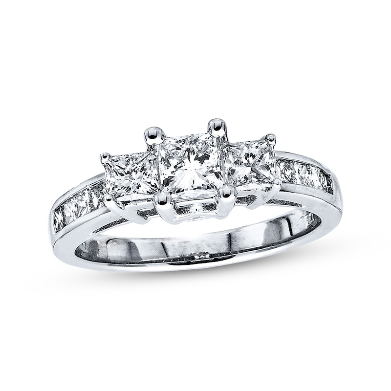 Main Image 1 of Now + Forever 3-Stone Diamond Ring 1-1/2 ct tw Princess-cut 14K White Gold