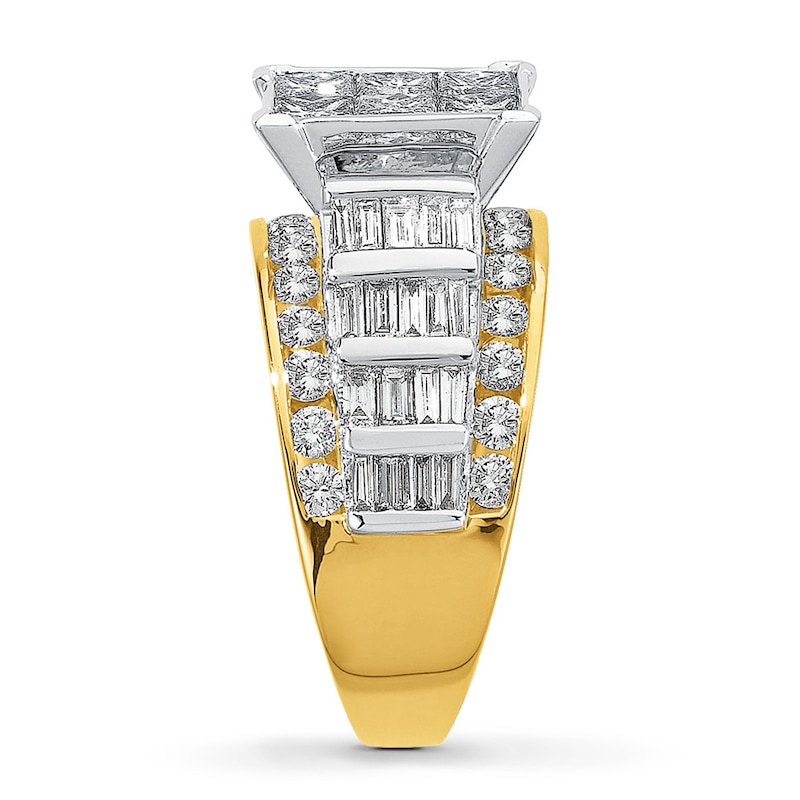 Diamond Engagement Ring 3 ct tw Princess-cut 14K Two-Tone Gold