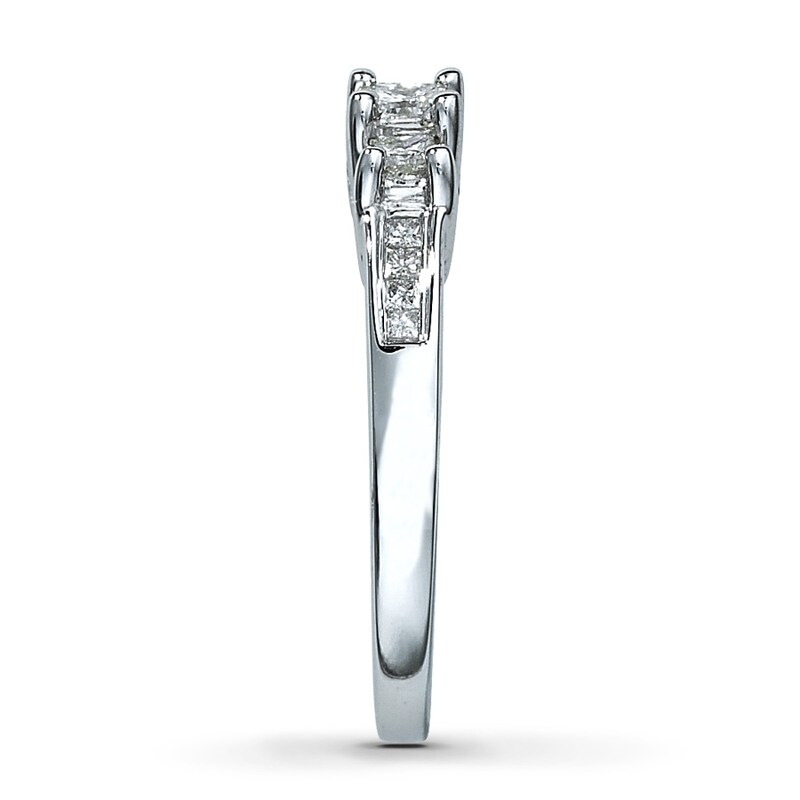 Three-Stone Diamond Ring 1/2 ct tw Princess-Cut 14K White Gold