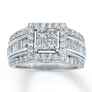 Diamond Ring 2 ct tw Princess-cut 14K White Gold | Kay