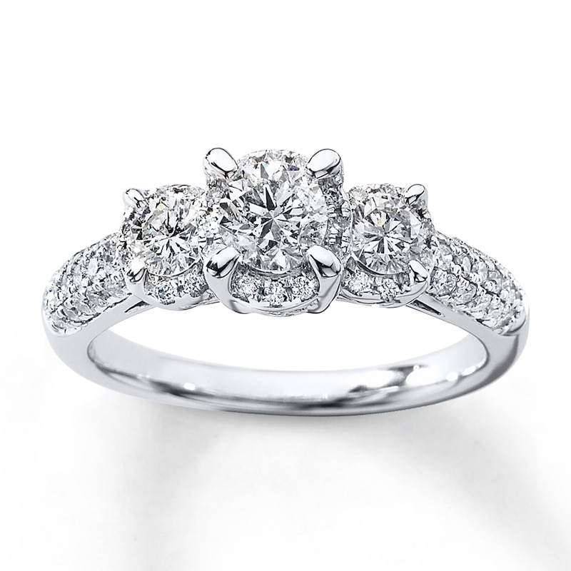 3-Stone Diamond Ring 1 ct tw Round-cut 14K White Gold