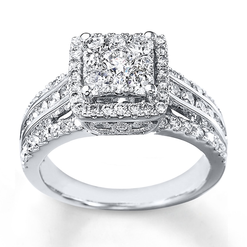 Diamond Engagement Ring 1-1/2 cts tw Round-cut 14K White Gold