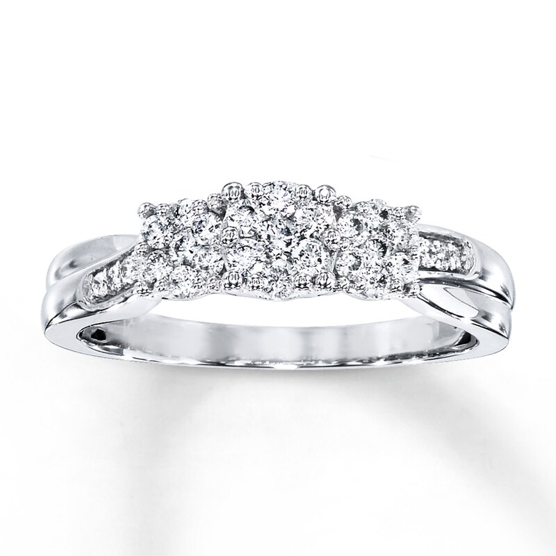 3-Stone Diamond Ring 1/3 ct tw Round-cut 10K White Gold