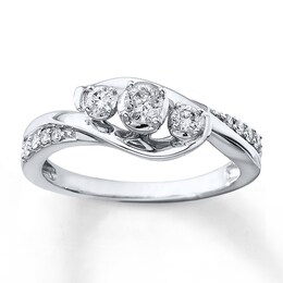 Now + Forever 3-Stone Diamond Ring 1/3 ct tw Round-cut 10K White Gold