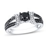 Thumbnail Image 0 of Black/White Diamond Ring 1 ct tw Round-cut 10K White Gold