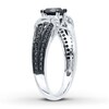Thumbnail Image 1 of Black/White Diamond Ring 1 ct tw Round-cut 10K White Gold