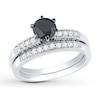 Thumbnail Image 0 of Black/White Diamond Bridal Set 1-1/3 ct tw 10K White Gold