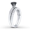 Thumbnail Image 1 of Black/White Diamond Bridal Set 1-1/3 ct tw 10K White Gold