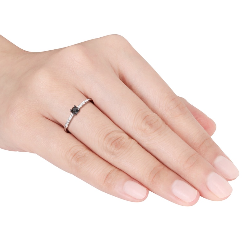 Main Image 2 of Black/White Diamond Engagement Ring 1/4 ct tw 10K White Gold