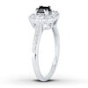 Thumbnail Image 1 of Black/White Diamond Ring 5/8 ct tw Princess-cut 10K White Gold