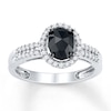 Thumbnail Image 0 of Black Diamond Ring 1 ct tw Oval-cut 14K White Gold