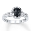 Thumbnail Image 1 of Black Diamond Ring 1 ct tw Oval-cut 14K White Gold