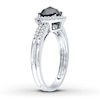 Thumbnail Image 2 of Black Diamond Ring 1 ct tw Oval-cut 14K White Gold