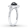 Thumbnail Image 2 of Black Diamond Ring 1 ct tw Heart-shaped 10K White Gold
