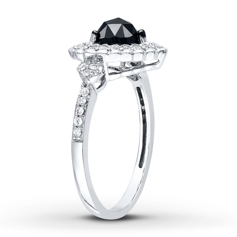Main Image 2 of Black Diamond Ring 1 ct tw Heart-shaped 10K White Gold