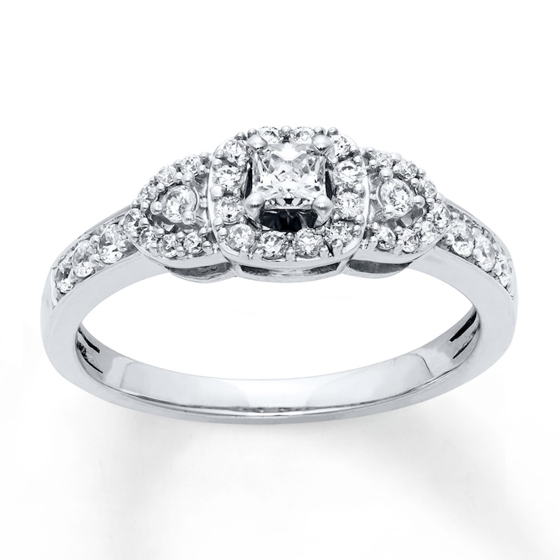 Diamond Engagement Ring 1/2 Carat tw 10K White Gold with 360