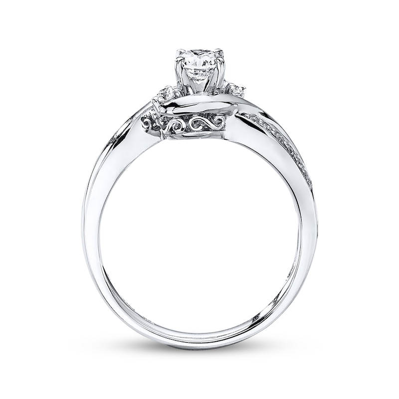 Three-Stone Engagement Ring 3/8 ct tw Diamonds 14K White Gold