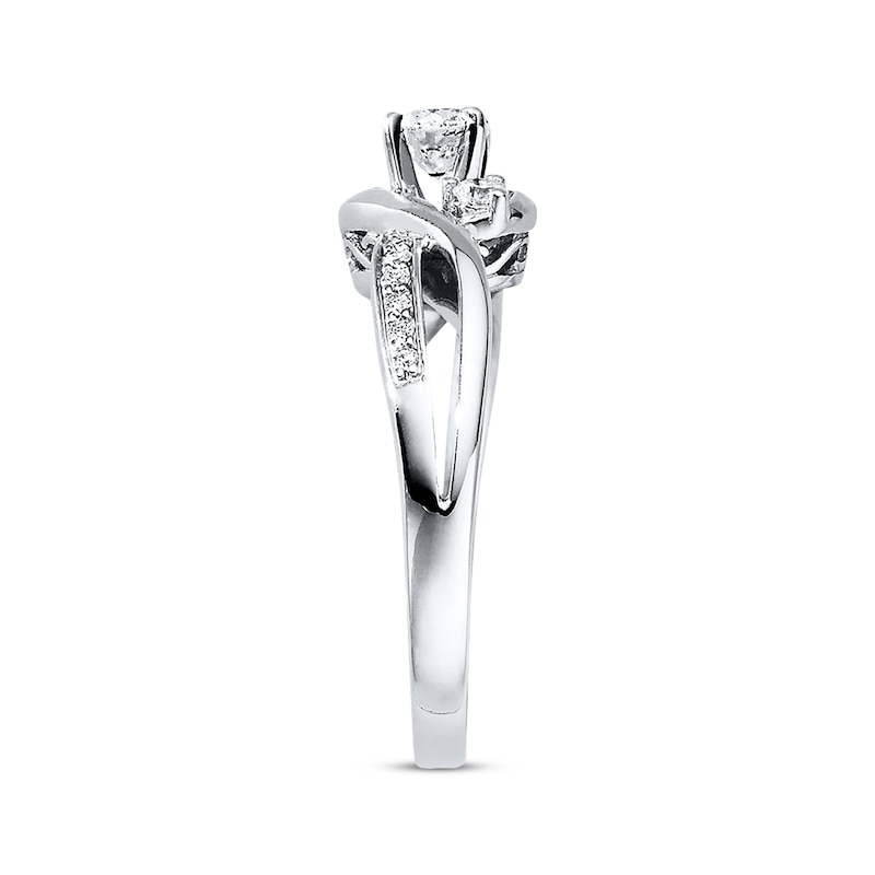 Three-Stone Engagement Ring 3/8 ct tw Diamonds 14K White Gold