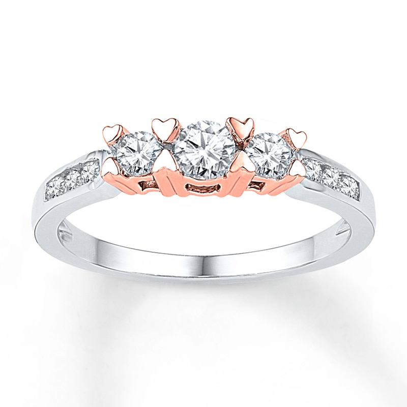 Main Image 1 of Memories Moments Magic Diamond Engagement Ring 1/2 ct tw Round-cut 10K Two-Tone Gold