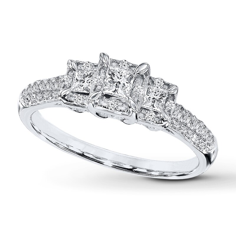 Diamond Engagement Ring 1/2 ct tw Princess-cut 10K White Gold