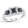Thumbnail Image 0 of Black/White Diamond Ring 1 Carat tw 10K White Gold