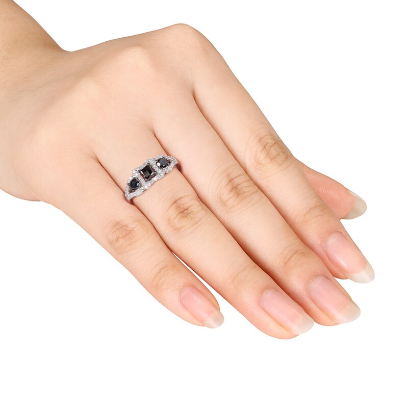Black/White Diamond Ring 1 Carat tw 10K White Gold