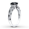 Thumbnail Image 2 of Black Diamond Ring 1-1/4 Carats tw 10K White Gold