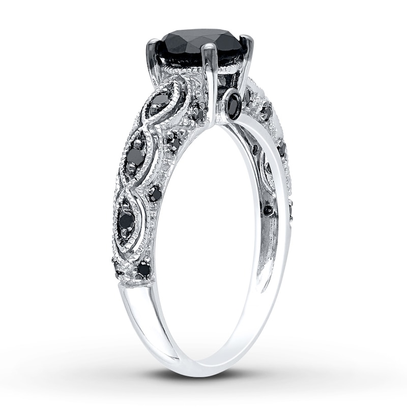 Black Diamond Ring 1-1/4 Carats tw 10K White Gold