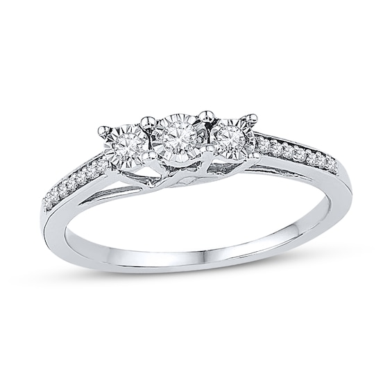 3 Stone Promise Ring 1 6 Ct Tw Diamonds Sterling Silver Kay
