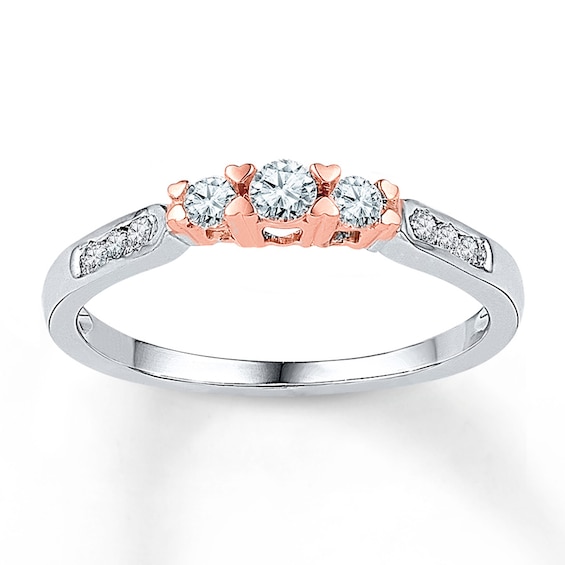 Memories Moments Magic Diamond Engagement Ring 1/4 ct tw Round-cut 10K Two-Tone Gold