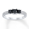 Thumbnail Image 1 of Black Diamond Ring 1/2 ct tw Round-cut Sterling Silver