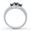 Thumbnail Image 1 of Black Diamond Ring 1/2 ct tw Round-cut Sterling Silver