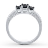 Thumbnail Image 2 of Black Diamond Ring 1/2 ct tw Round-cut Sterling Silver