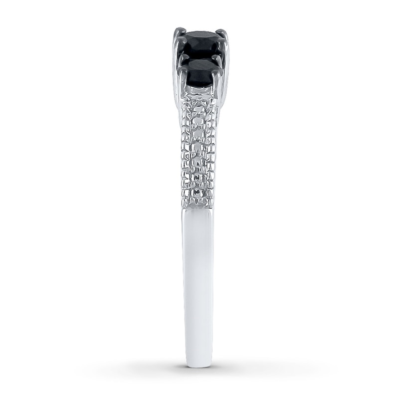 Main Image 3 of Black Diamond Ring 1/2 ct tw Round-cut Sterling Silver