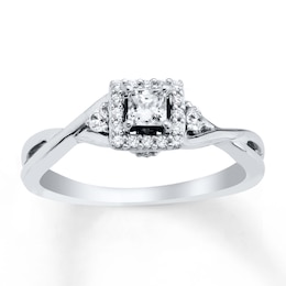 Now + Forever Diamond Engagement Ring 1/3 ct tw Princess-cut 10K White Gold