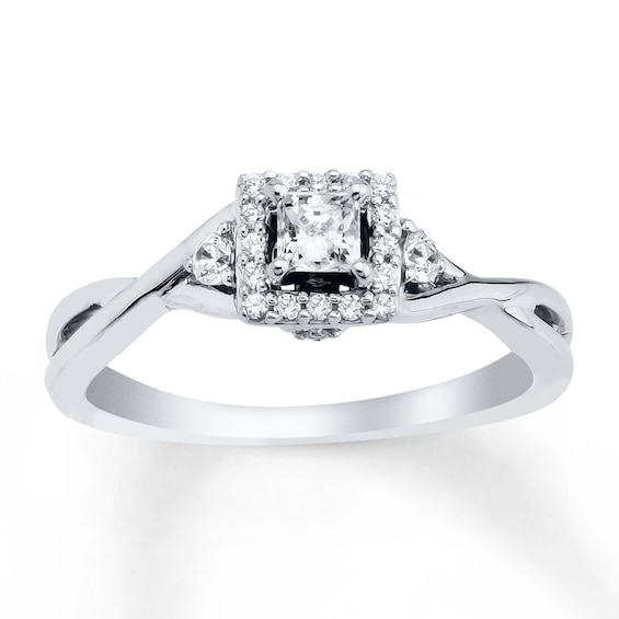 Now + Forever Diamond Engagement Ring 1/3 ct tw Princess-cut 10K White Gold