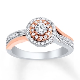 Now + Forever Diamond Engagement Ring 1/2 ct tw Round-cut 10K Two-Tone Gold