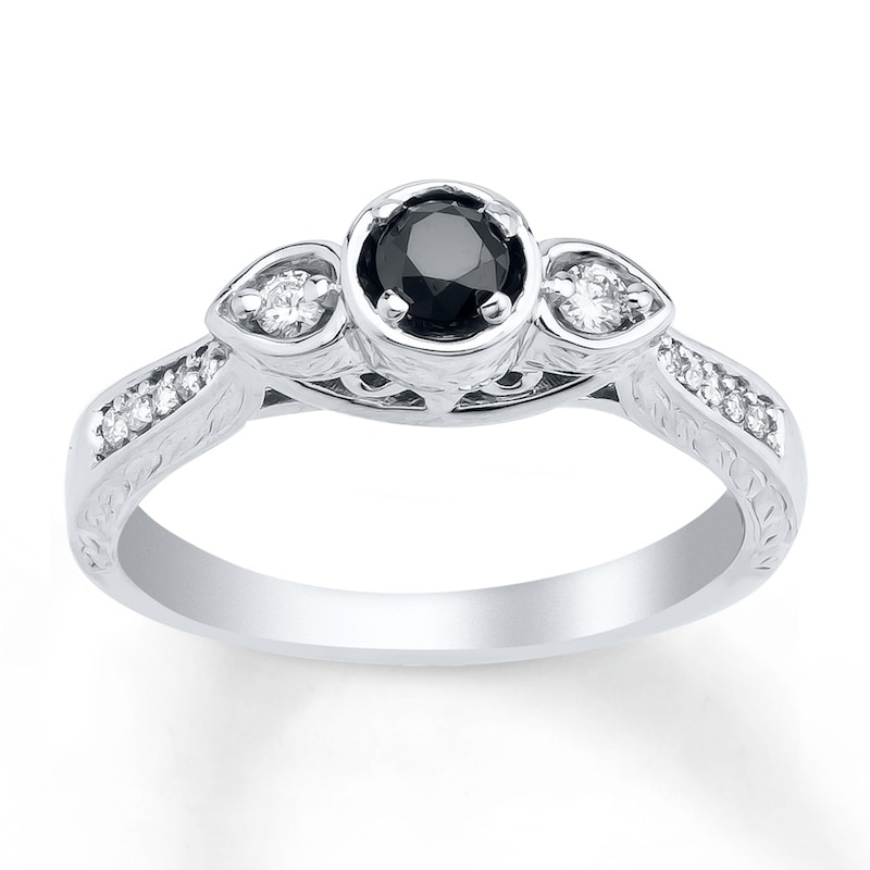 Main Image 1 of Diamond Engagement Ring 1/4 ct tw Black/White 10K White Gold