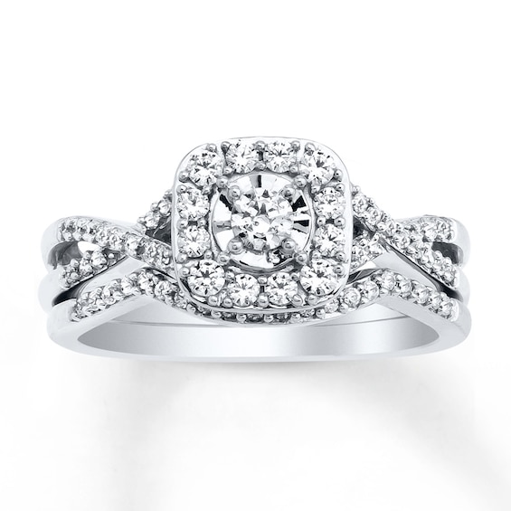 Now + Forever Diamond Bridal Set 3/8 ct tw Round-cut 10K White Gold