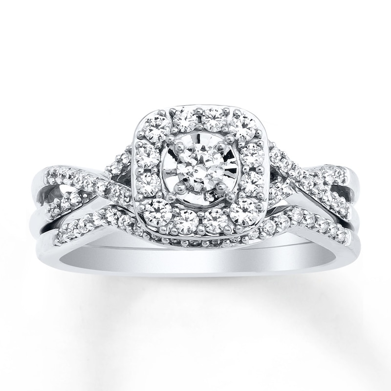 Diamond Bridal Set 3/8 ct tw Round-cut 10K White Gold