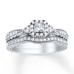 Now + Forever Diamond Bridal Set 5/8 ct tw Princess-cut 14K White Gold