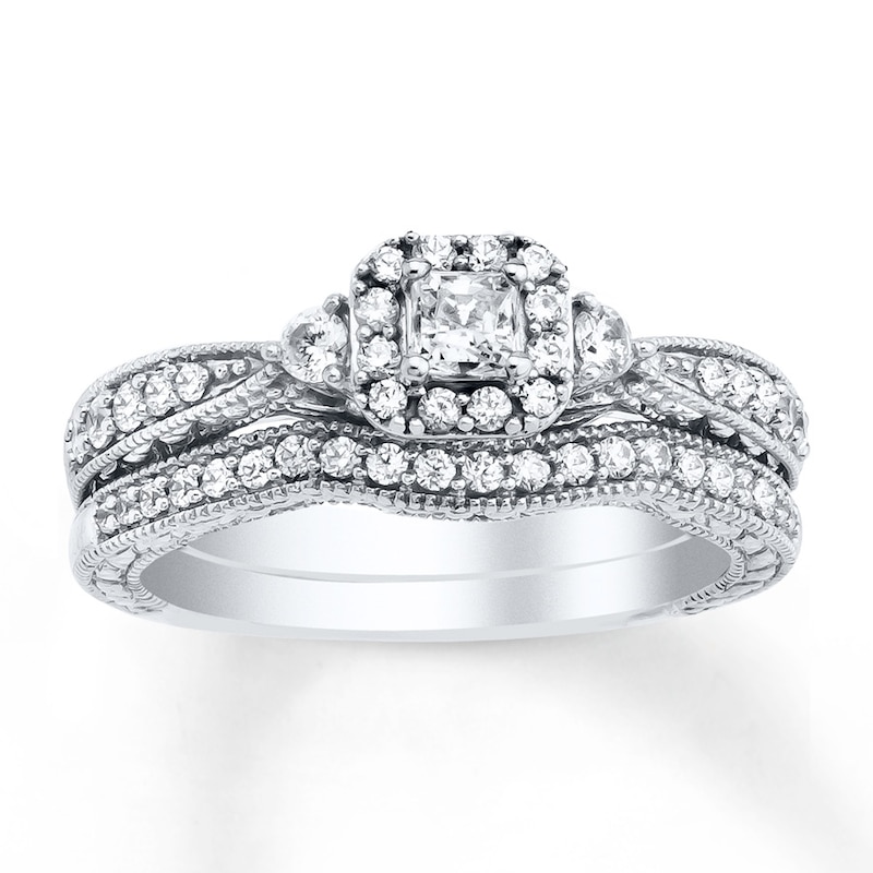 Main Image 1 of Now + Forever Diamond Bridal Set 5/8 ct tw Princess-cut 14K White Gold