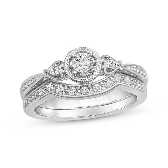 Now + Forever Diamond Bridal Set 1/8 ct tw Round-cut 10K White Gold