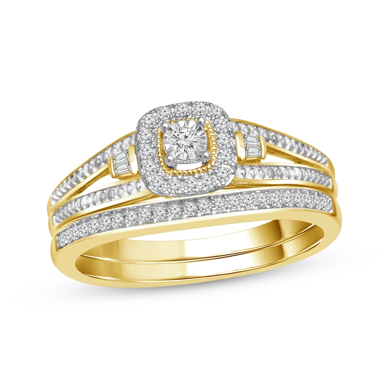 10K Yellow Gold Diamond Bridal Ring Set 1 Carat